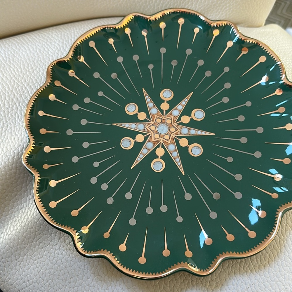 Anthropologie Catherine Martin Starry Night Dessert Plate NWT Green 2 Available - Picture 5 of 7